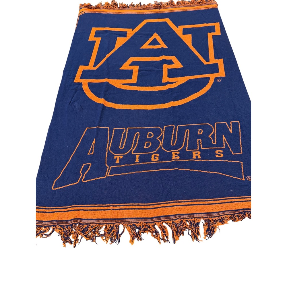Auburn Tigers Woven Tapestry Throw Blanket Navy Blue Orange
